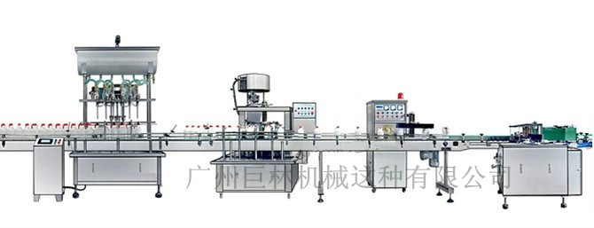 直列式裝機(jī)、自動(dòng)鎖蓋機(jī)、鋁箔封口、糨糊貼標(biāo)灌裝線 